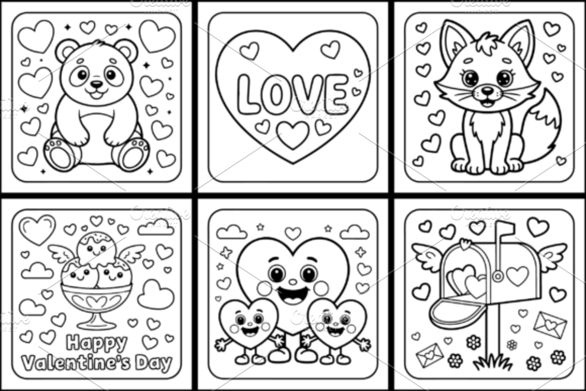Happy Valentine Day Coloring Book, a Seasonal Illustration by Ink Gallery (Photo 2 of 3)