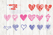 45 Hand drawn hearts in trendy color, a Decorative Illustration by guylaine's design (Thumbnail 4 of 4)