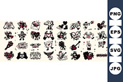 Edgy Vintage Love Tattoo Set, an Illustration by designvectx (Thumbnail 1 of 3)
