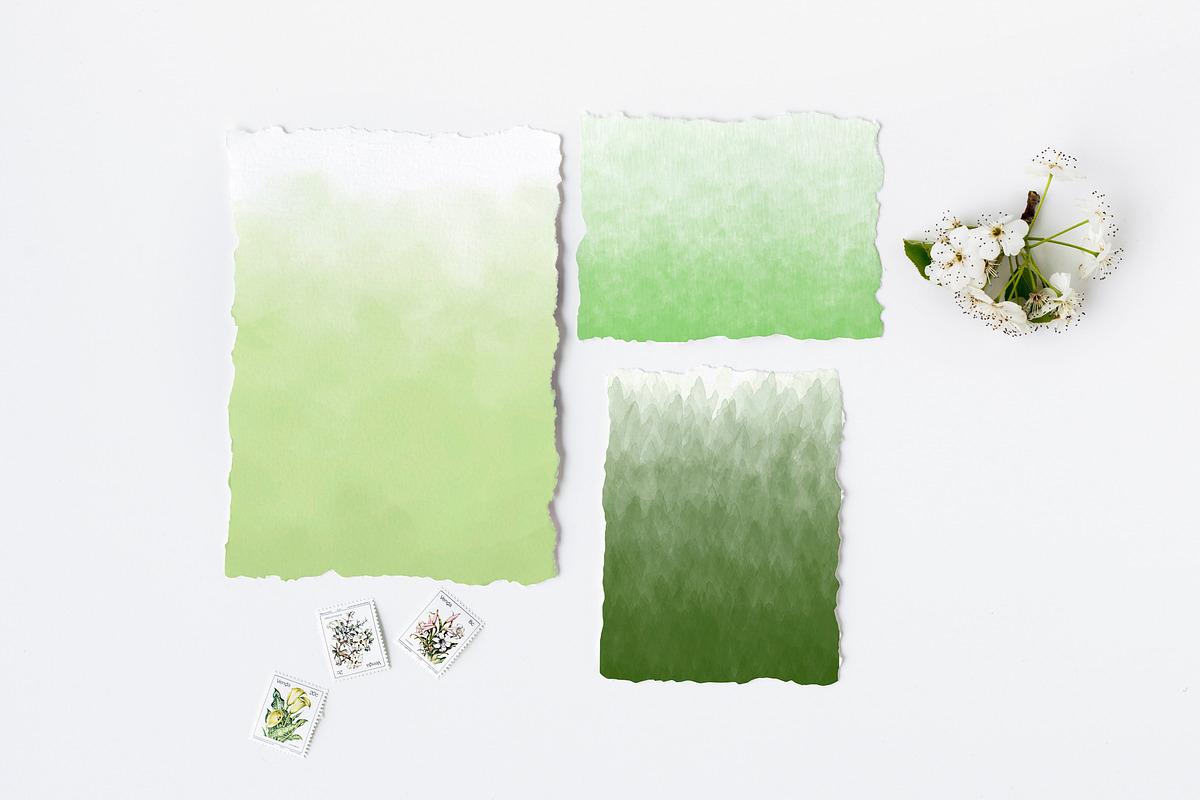 Green watercolor backgrounds, a Texture Graphic by GraphicRain (Photo 2 of 7)