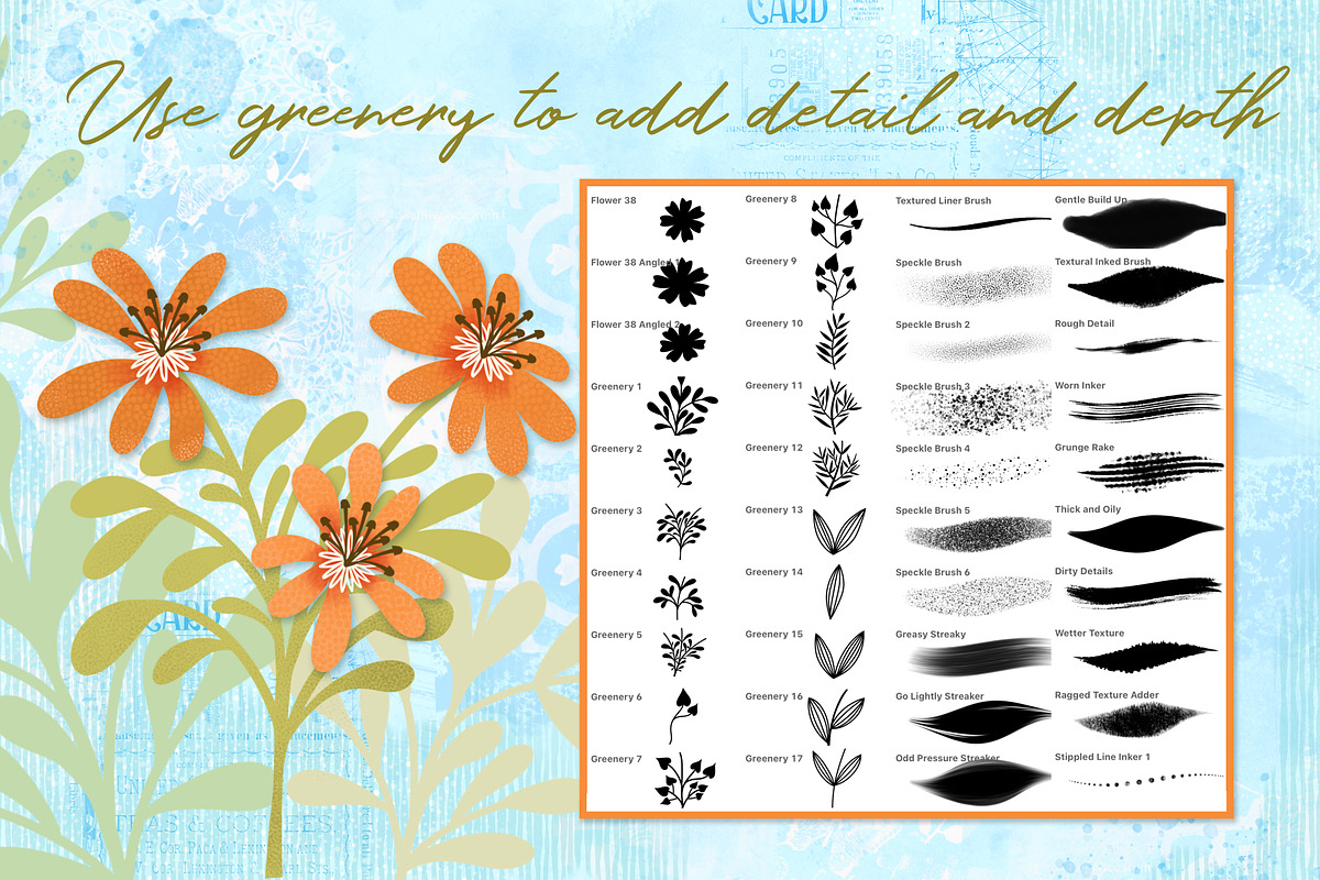 Folksy Flowers & Butterfly Procreate, a Brushes & More by DeloresArt (Photo 4 of 12)