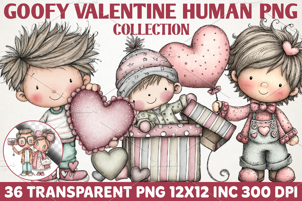 Goofy Valentine Human Cartoon Pack, a Person Illustration by RobertsArt (Photo 1 of 7)