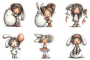 Easter Bunny Girl Clipart, an Illustration by CreationArt (Thumbnail 5 of 6)