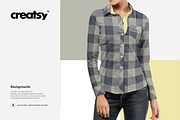 Women Dress Shirt Mockup Set, a Shirt Mockup by Creatsy (Thumbnail 7 of 9)