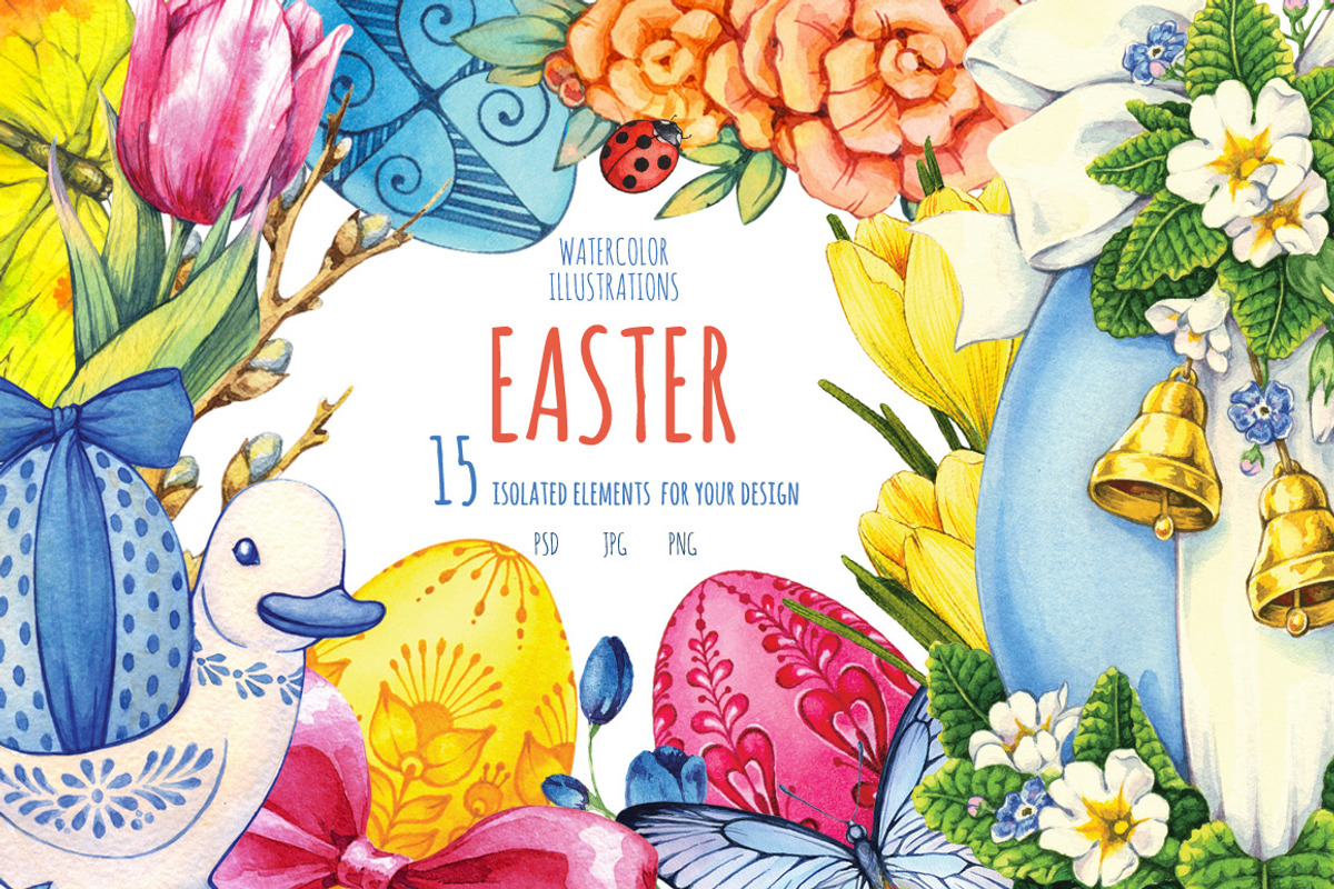 Easter. Watercolor illustrations, an Illustration by Color and Decor (Photo 1 of 3)