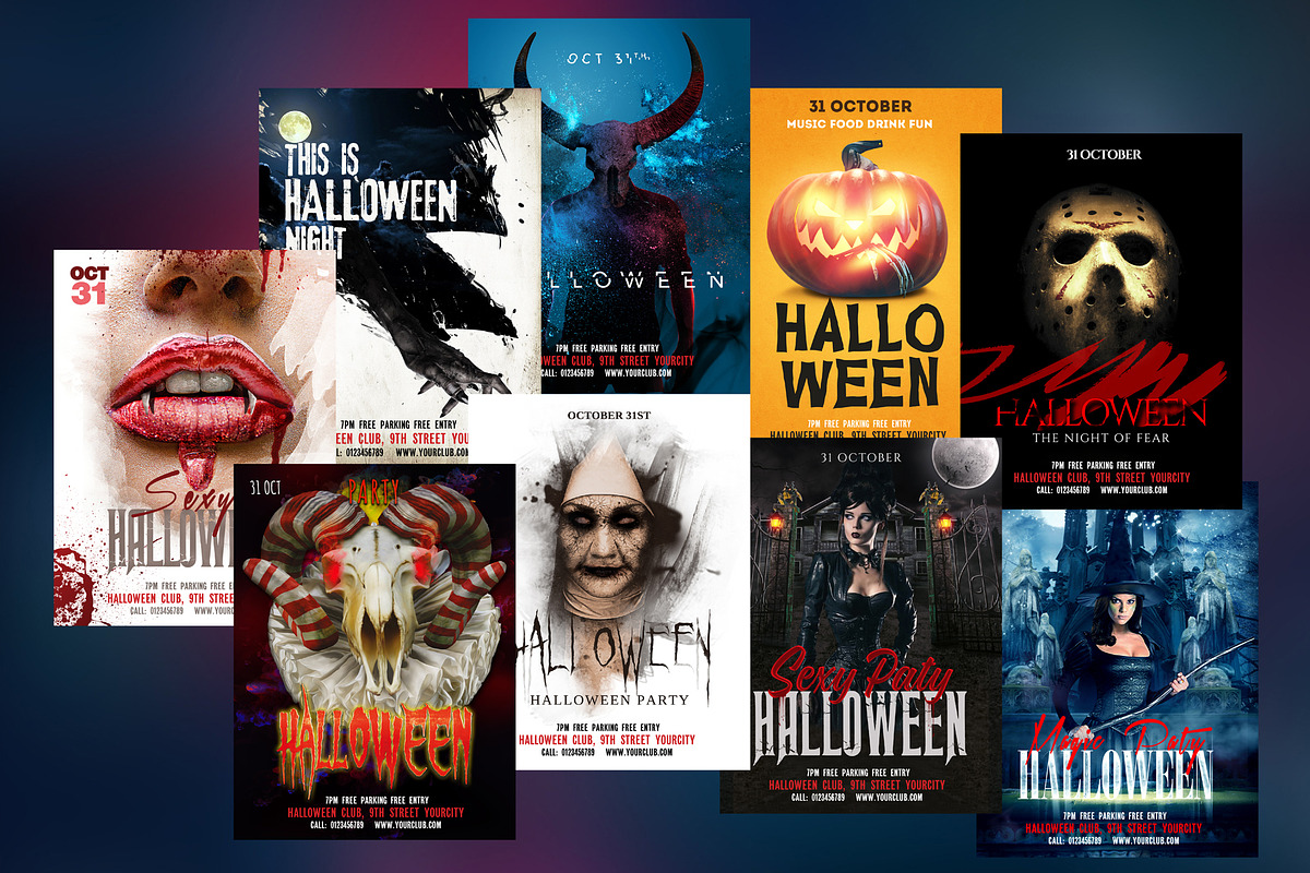 Halloween Party Collection, a Flyer Template by PSD Market (Photo 1 of 10)