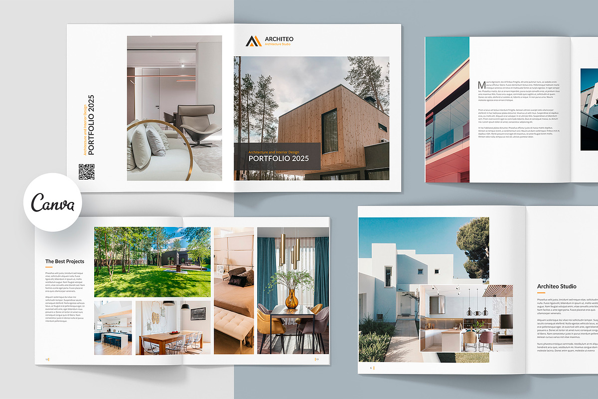 Architeo Square Portfolio Canva, a Brochure Template by artbart (Photo 1 of 6)