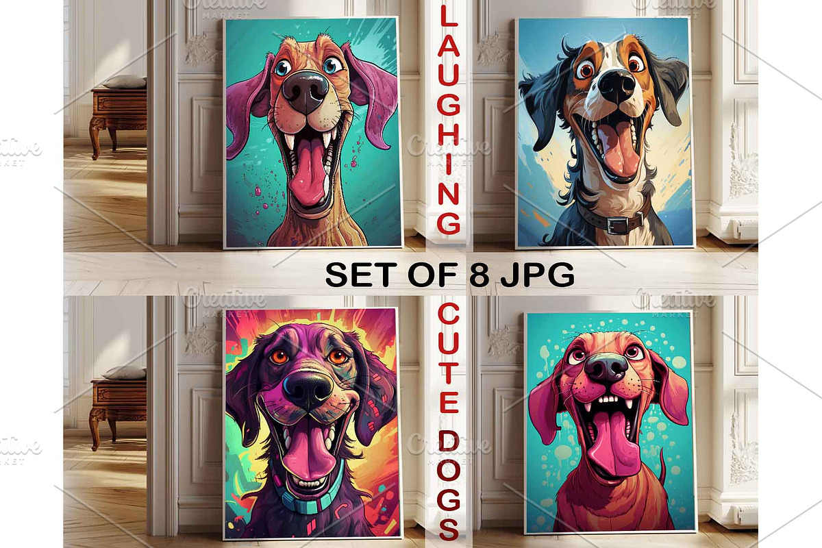 Laughing Cute dogs JPG, Set of 8, an Animal Photo by Chipshpow Graphics (Photo 2 of 5)