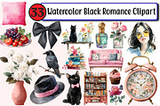 Watercolor Black Romance Clipart, an Illustration by Design Market (Thumbnail 1 of 3)