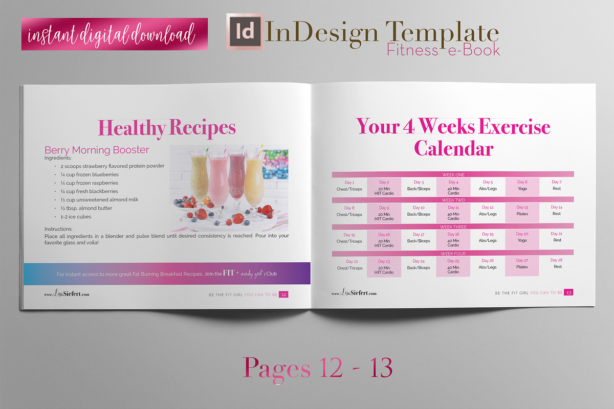 Fitness e-Book | InDesign Template, a Magazine Template by Planner Templates (Photo 7 of 11)