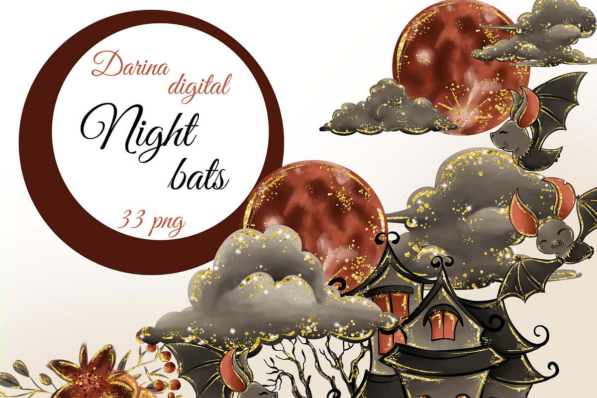 Halloween bats clipart, an Illustration by DarinaDigital (Photo 1 of 4)