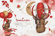 Cute Watercolor Set Bunnies In Love, an Animal Illustration by ViktoriyaD (Thumbnail 1 of 7)
