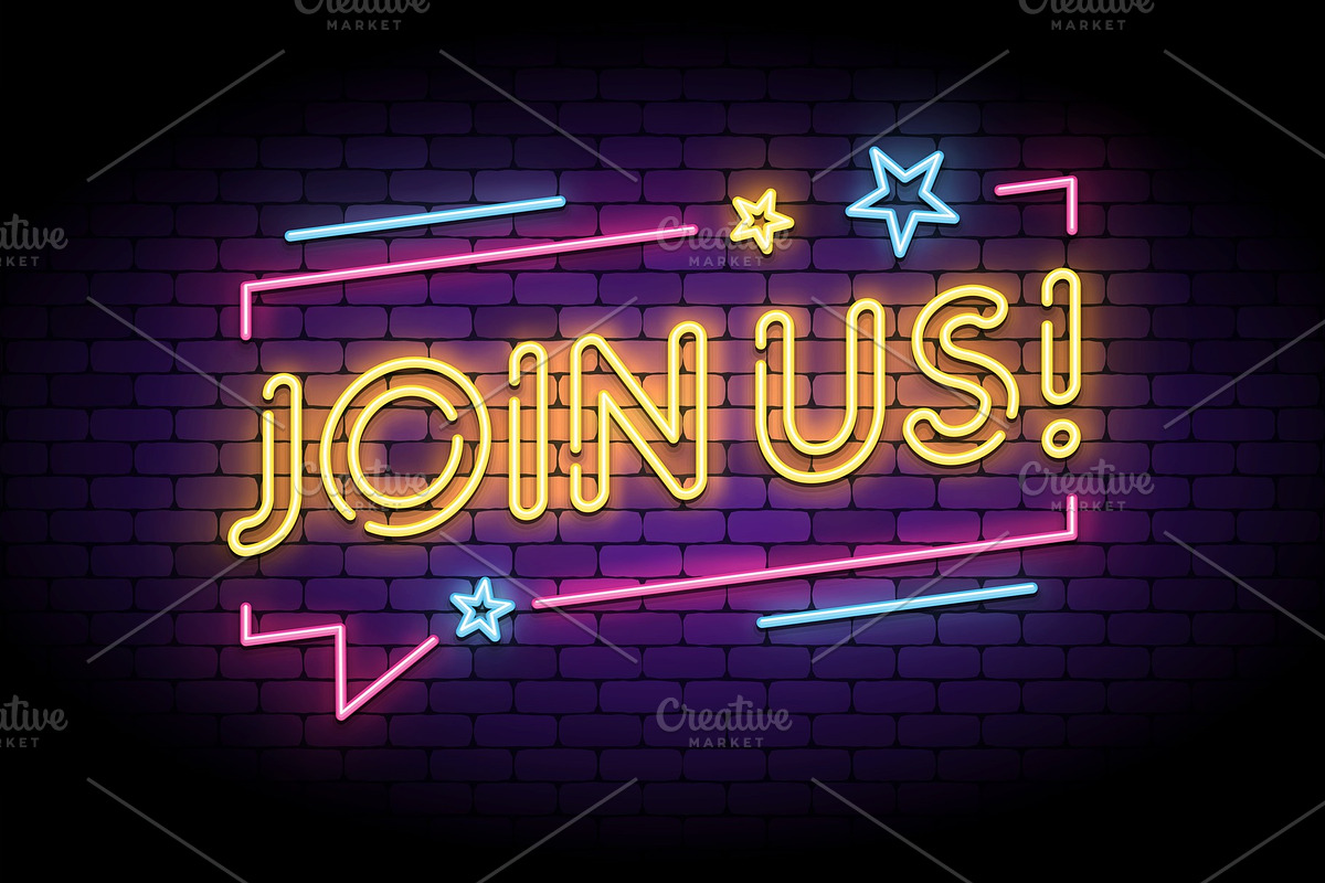 Join us sign in glowing neon style, a Texture Graphic by zaniman