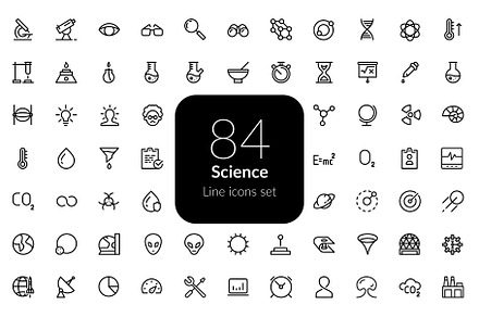 Science line icons set