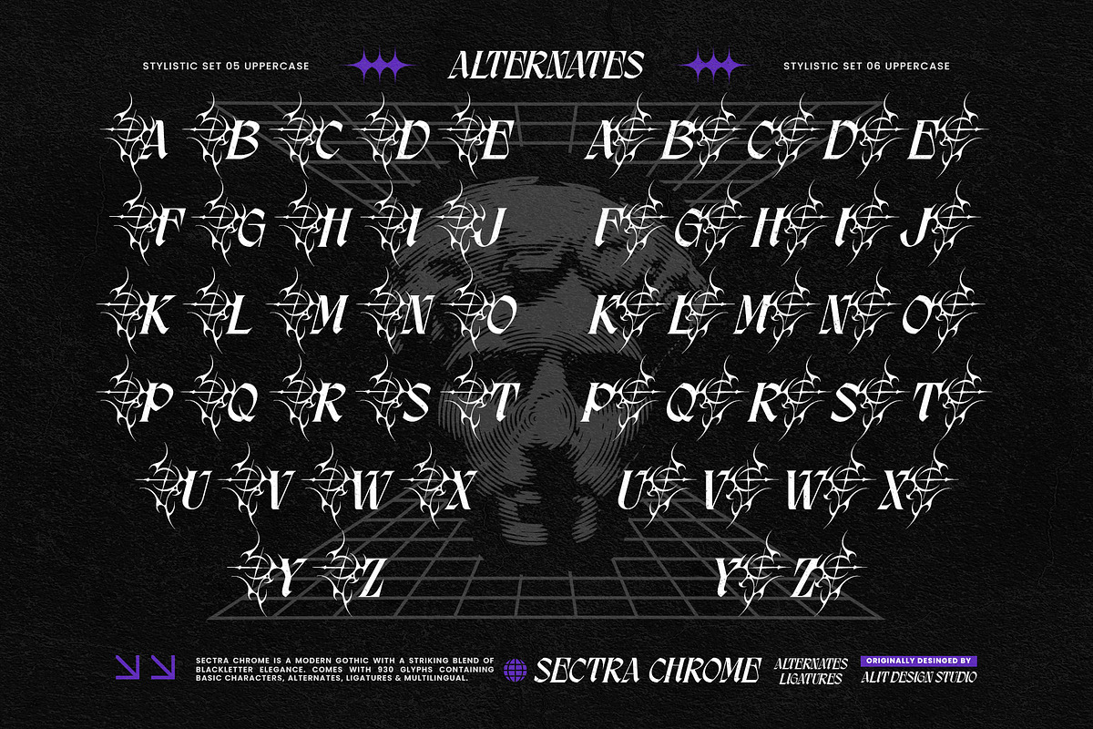 Sectra Chrome Typeface, a Blackletter Font by alit design (Photo 14 of 17)