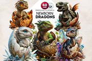 Newborn Dragons clipart set, an Animal Illustration by ThatsDesignArt (Thumbnail 1 of 10)