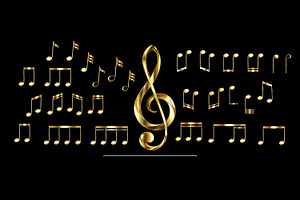 Set of golden notes, a Decorative Illustration by blackmoon9