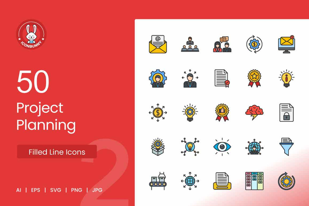 Project Planning Filled Line Icons, an Icon by IconBunny (Photo 1 of 2)