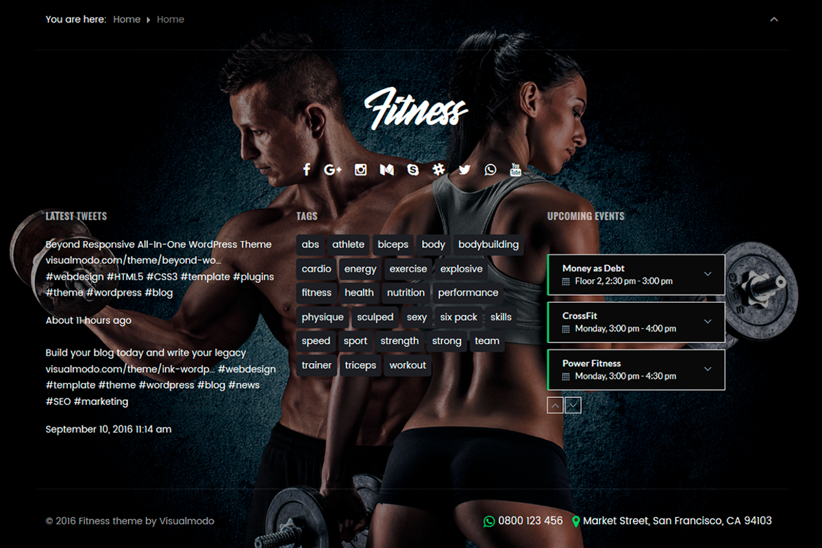 Fitness & Club WordPress Theme, a WordPress Template by Visualmodo (Photo 6 of 17)