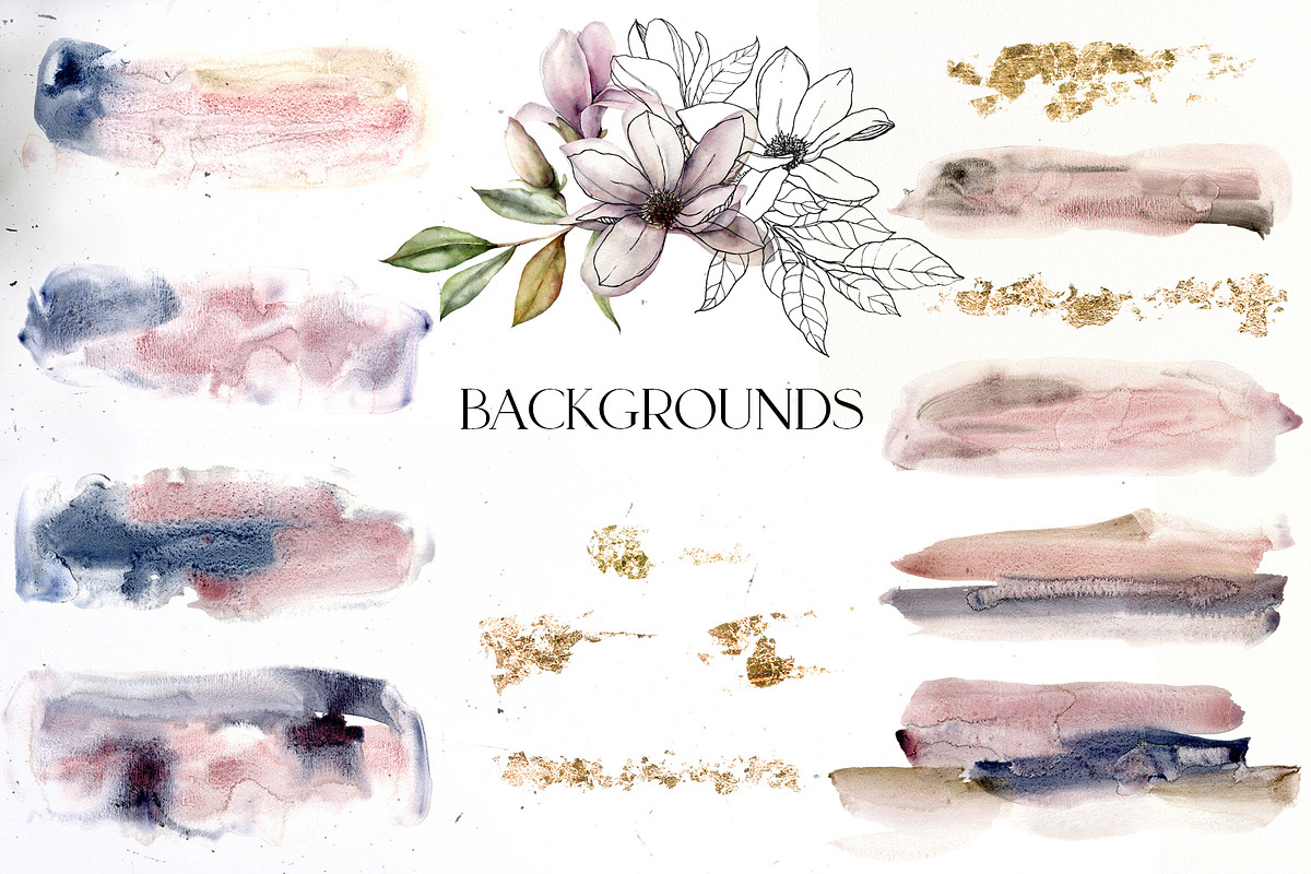 Magnolia flower leaves Watercolor, an Object Graphic by Yuliya Derbisheva (Photo 12 of 13)