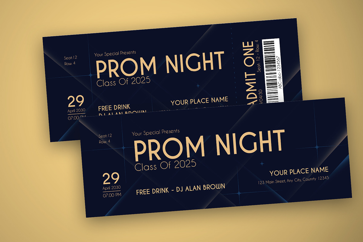 Elegant Prom Night Ticket, a Stationery Template by Neermana (Photo 2 of 4)