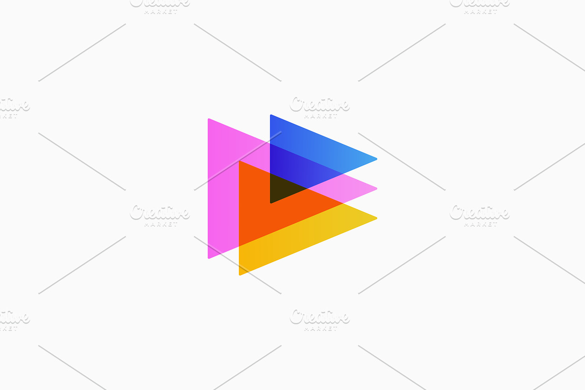 Three Triangle Play Logo Colorful, a Branding & Logo Template by VASTARD STUDIO