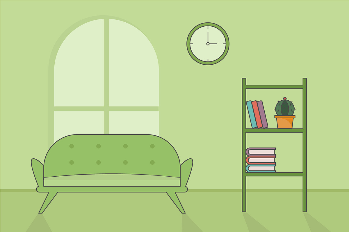 living room vector illustration, a Decorative Illustration by zyxroun shop