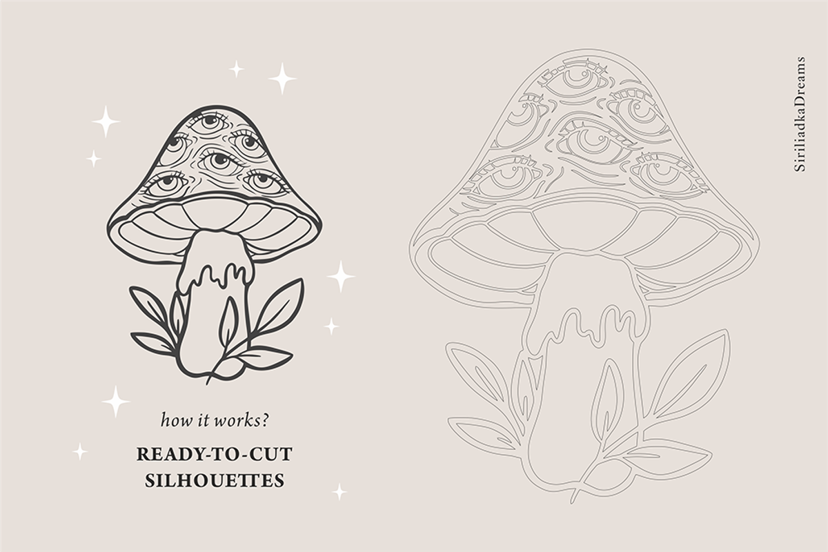 Mushrooms and skulls silhouette cutt, an Illustration by Siriliadka Dreams (Photo 2 of 9)