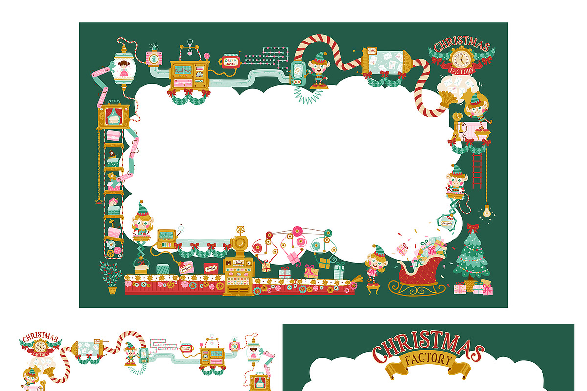 Christmas Elf Factory Vector Kit, a Seasonal Illustration by Svitlana Kharchuk (Photo 4 of 13)