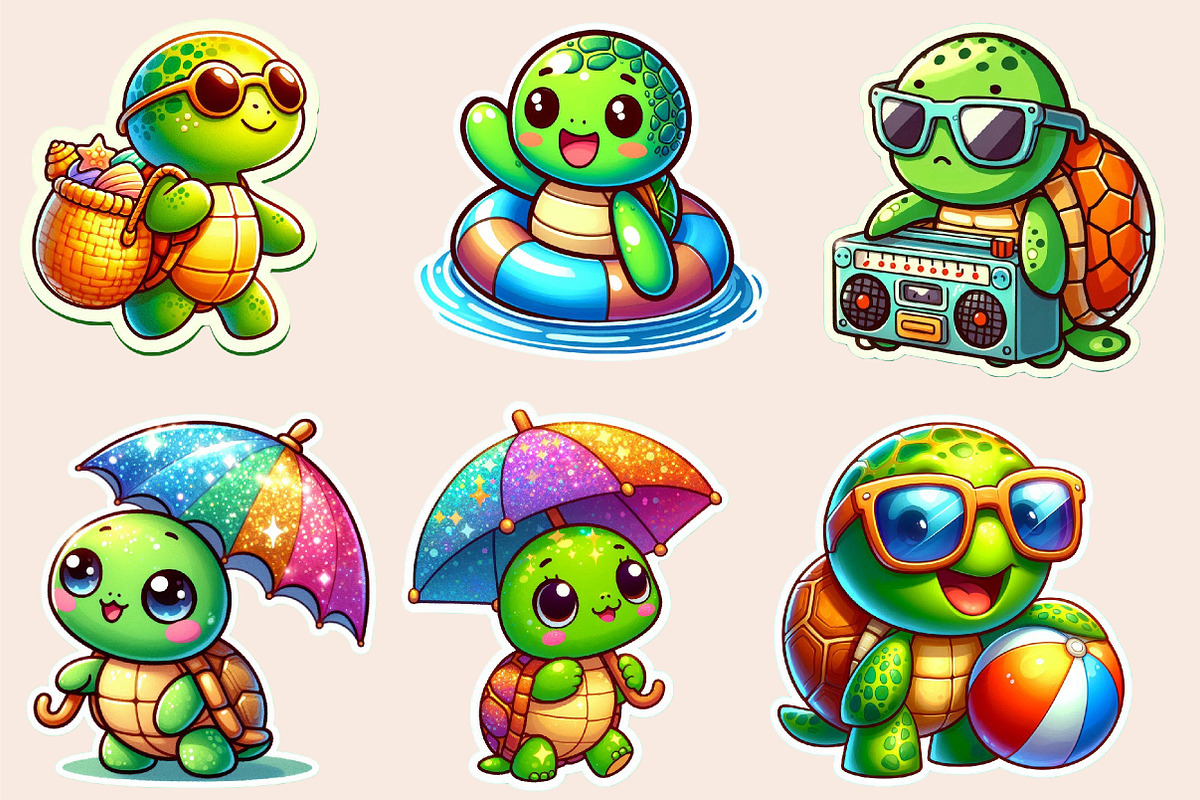 Summer Turtle Sticker Clipart, an Illustration by Designworld (Photo 3 of 5)