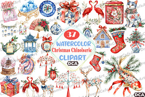 Christmas Chinoiserie Sublimation, an Illustration by DreamCafeArt