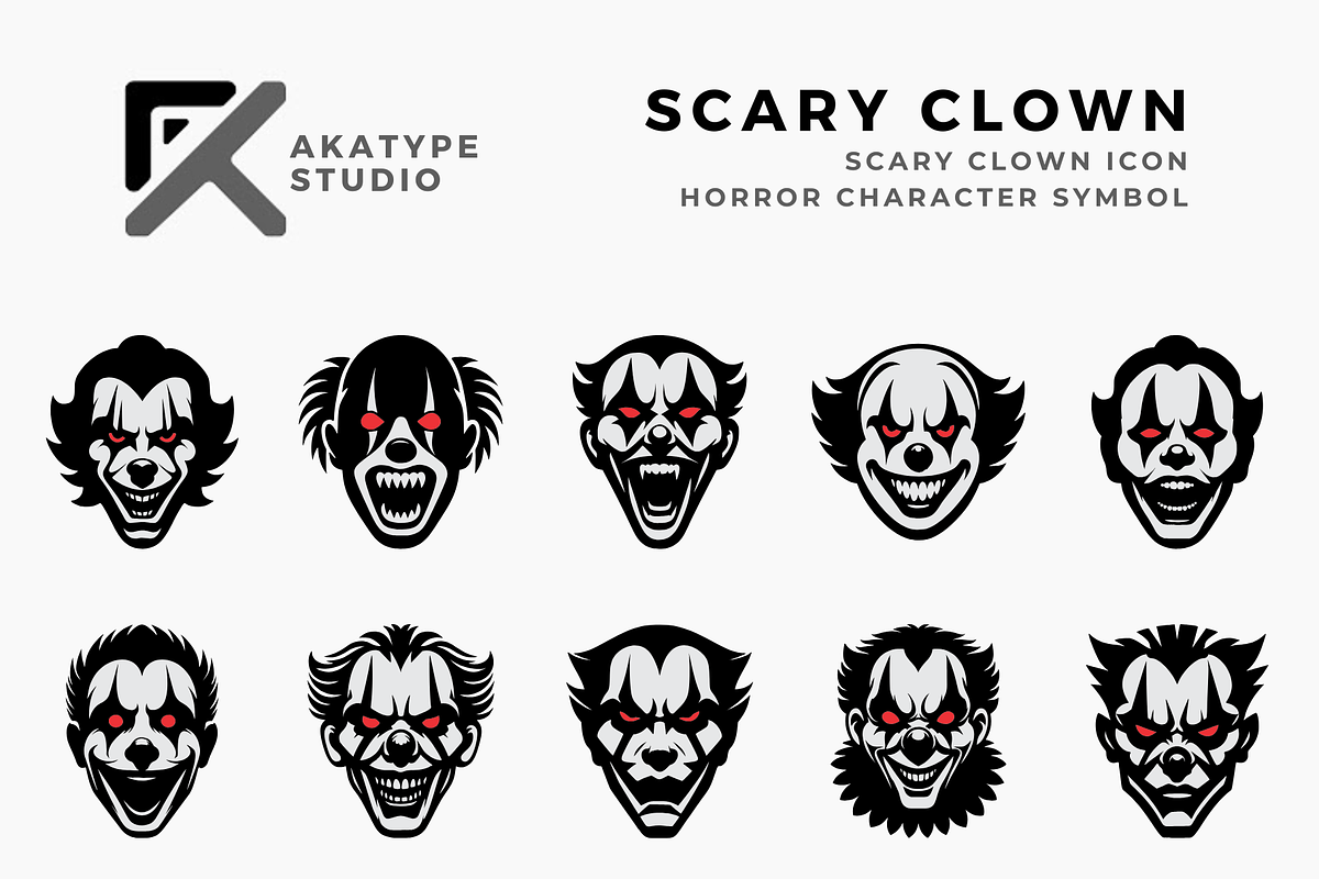 Scary Clown Icon Vector, an Icon by Akatype Studio (Photo 1 of 3)