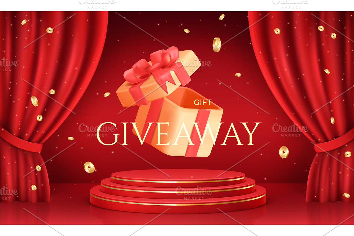 Realistic gift platform. 3d giftbox, an Object Illustration by Stock-Smart-Start