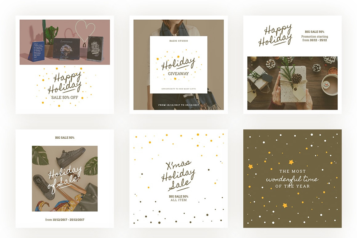 Holiday Vintage Social Media Pack, a Social Media Template by CaDesign (Photo 6 of 7)