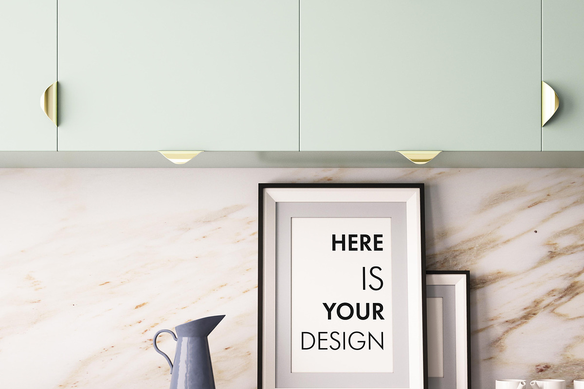 10 Mockups posters in the kitchen, a Print Template by FilL239 (Photo 2 of 11)