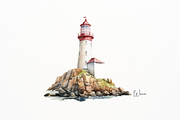 Watercolor Lighthouse and Seagulls, an Object Illustration by New-School-Wave (Thumbnail 4 of 5)