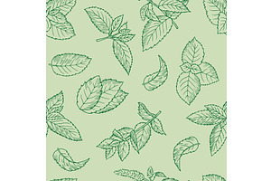 Mint pattern. seamless background, an Object Illustration by Onyx