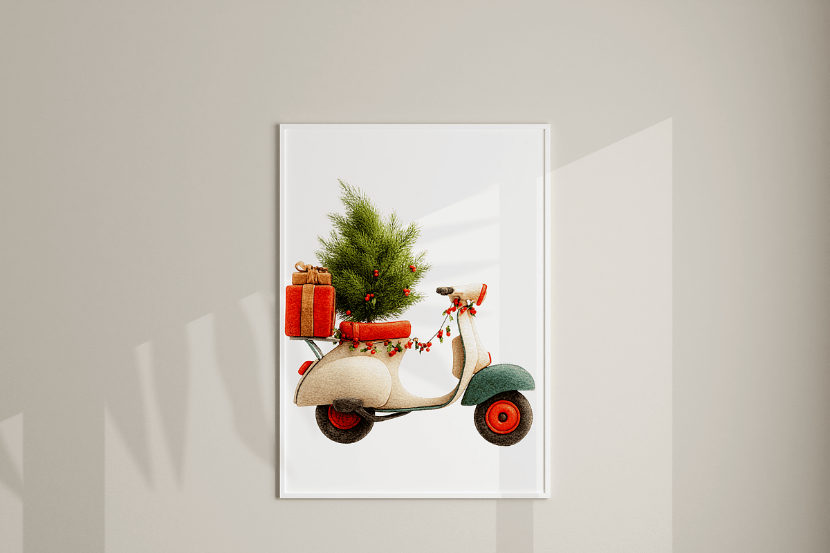 Christmas Scooter Clipart Set, a Decorative Illustration by Pati Charm Studio (Photo 7 of 8)