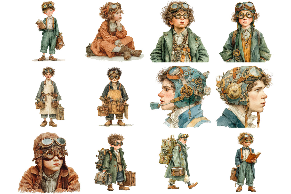 Vintage Kids Steampunk Ephemera, an Illustration by DreamArtGraphic (Photo 2 of 4)