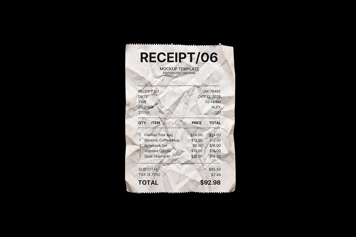 6-in-1 Branding Receipt Mockup Kit, a Pens & Pencil Mockup by Prapti Design (Photo 4 of 7)