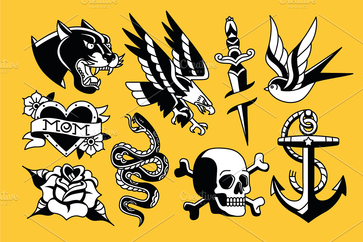 Old School Tattoo Vector Pack, an Animal Illustration by Andres M Rodriguez (Photo 7 of 8)