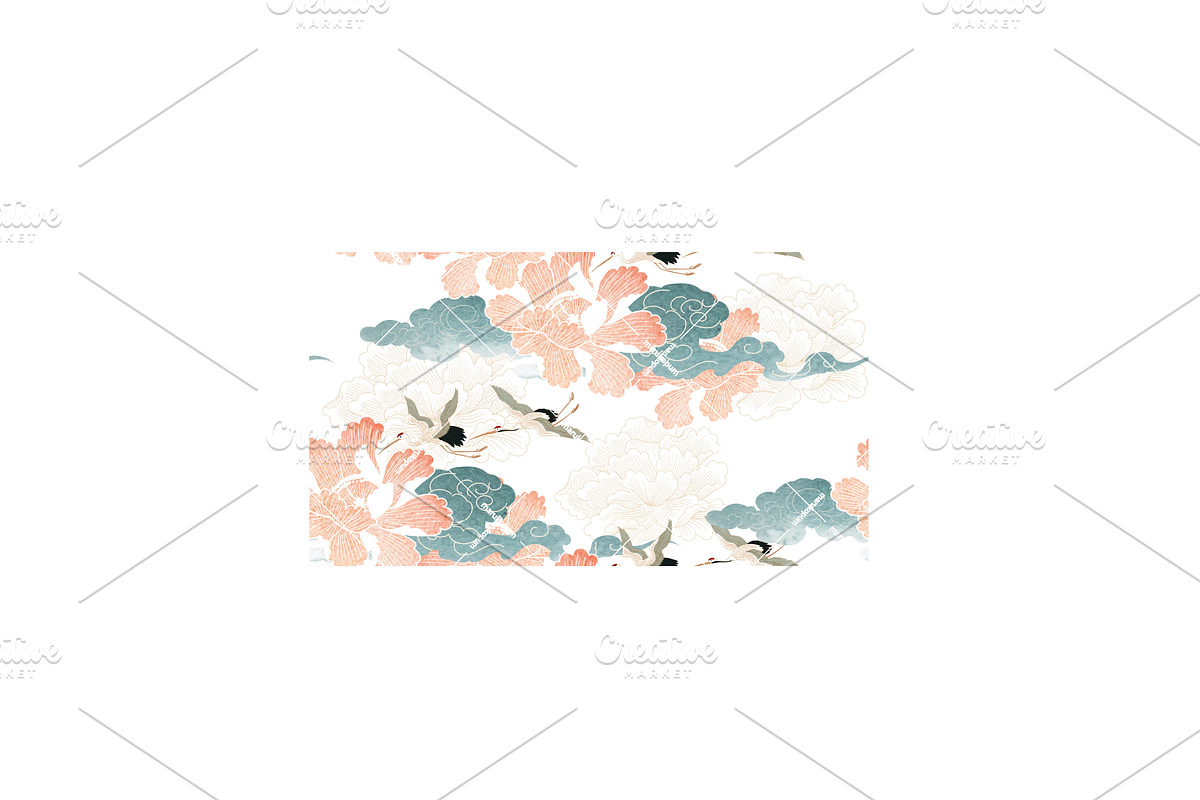 Crane birds with natural elements, a Pattern Graphic by marukopum (Photo 5 of 15)