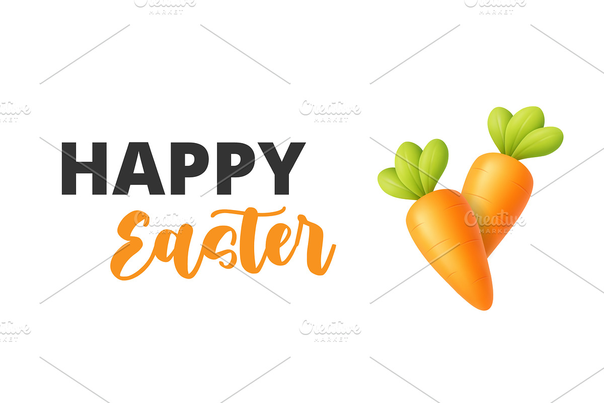 Happy Easter banner with carrots, a Food Illustration by GraphiShop