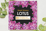 LOTUS hand drawn patterns and frames, a Card Template by LoveDesignShop (Thumbnail 1 of 8)
