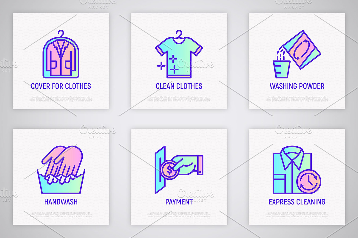 Laundry Service | 16 Thin Line Icons, an Outline Icon by Alex Blogoodf (Photo 6 of 11)