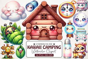Kawaii Camping Clipart, an Illustration by RobertsArt