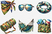 Watercolor Camouflage Summer Clipart, an Illustration by Black Bird Studio (Thumbnail 5 of 7)