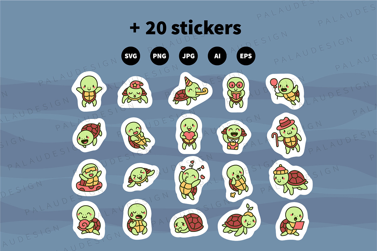 Sea Turtle Clipart Set, an Animal Illustration by Palau (Photo 10 of 10)