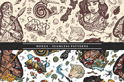 New Zealand old school tattoo, a Background Graphic by intueri (Thumbnail 5 of 7)