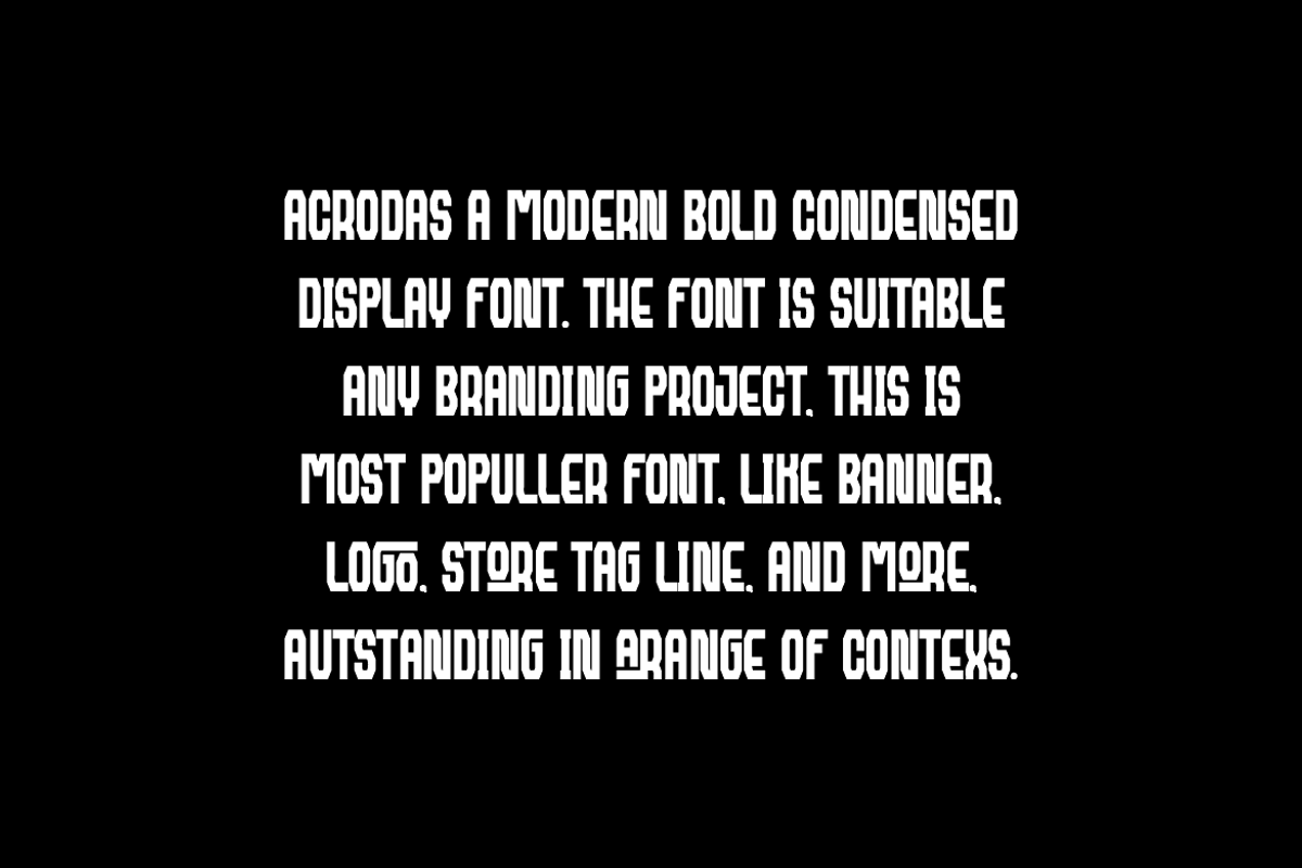 Acrodas - Condensed Display Font, a Sans Serif Font by QR Design Studio (Photo 4 of 10)